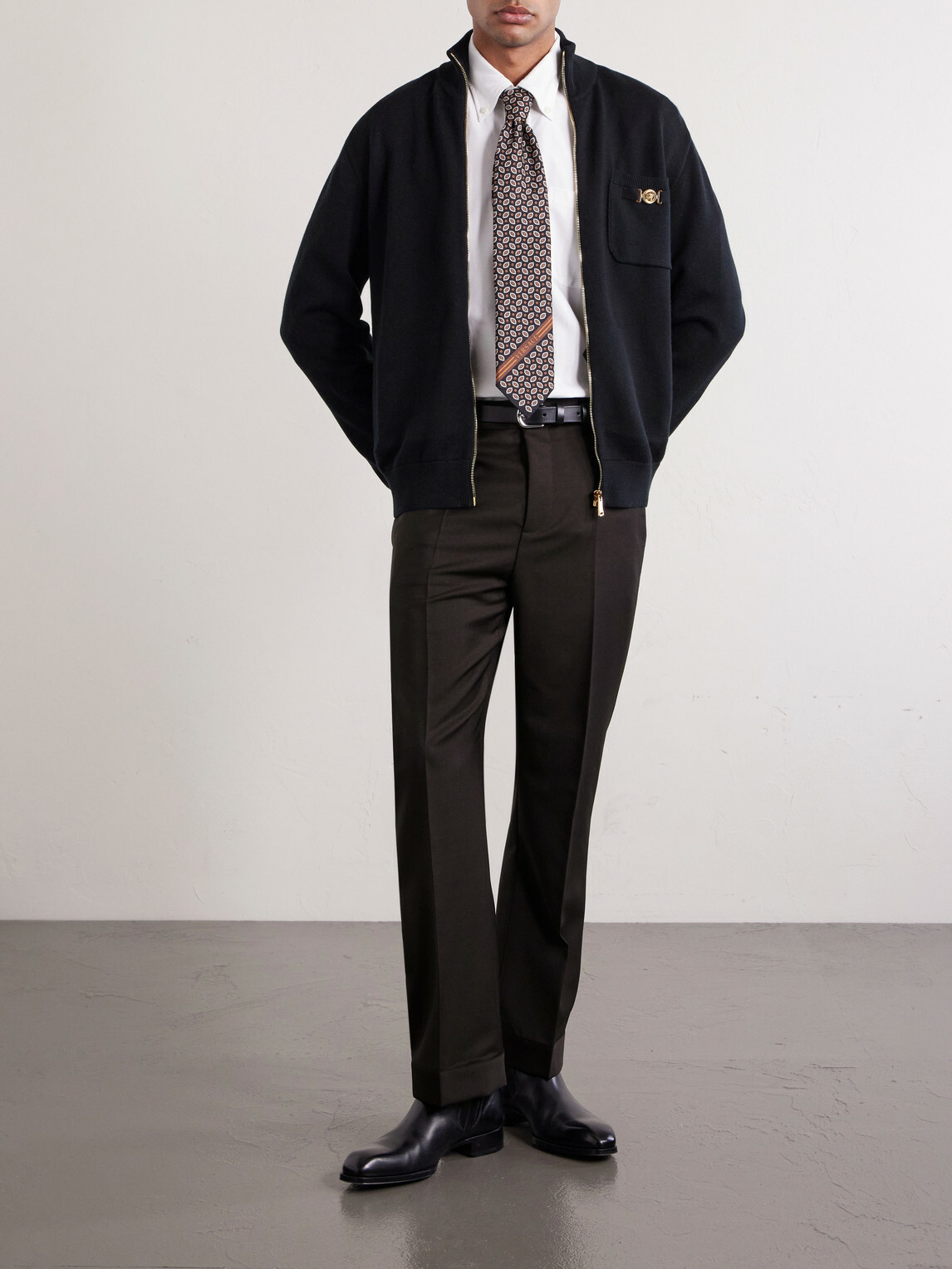 Versace - Straight-Leg Wool and Mohair-Blend Trousers - Brown