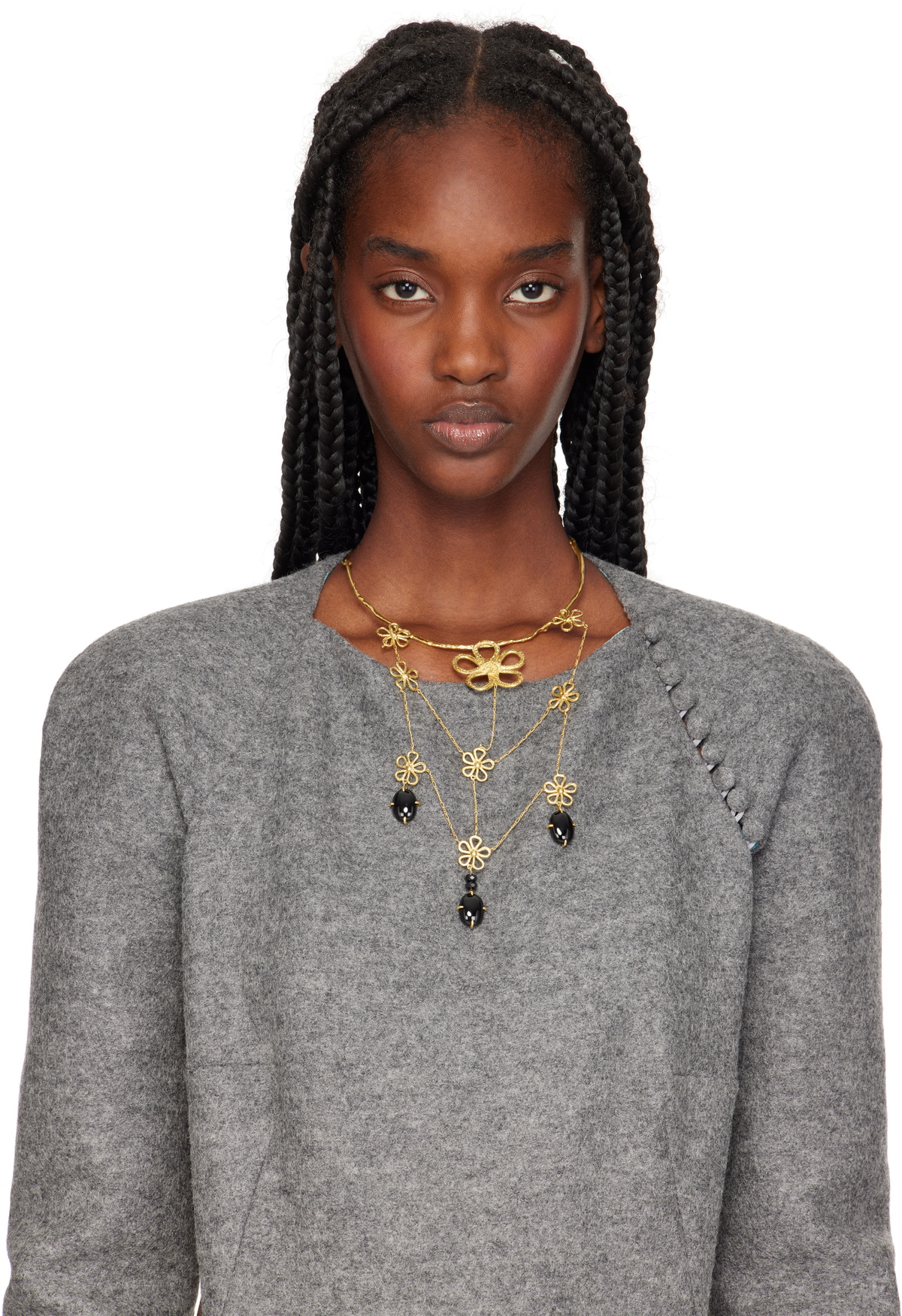 ELHANATI Gold Conie Vallese Edition Folklore Drop Necklace