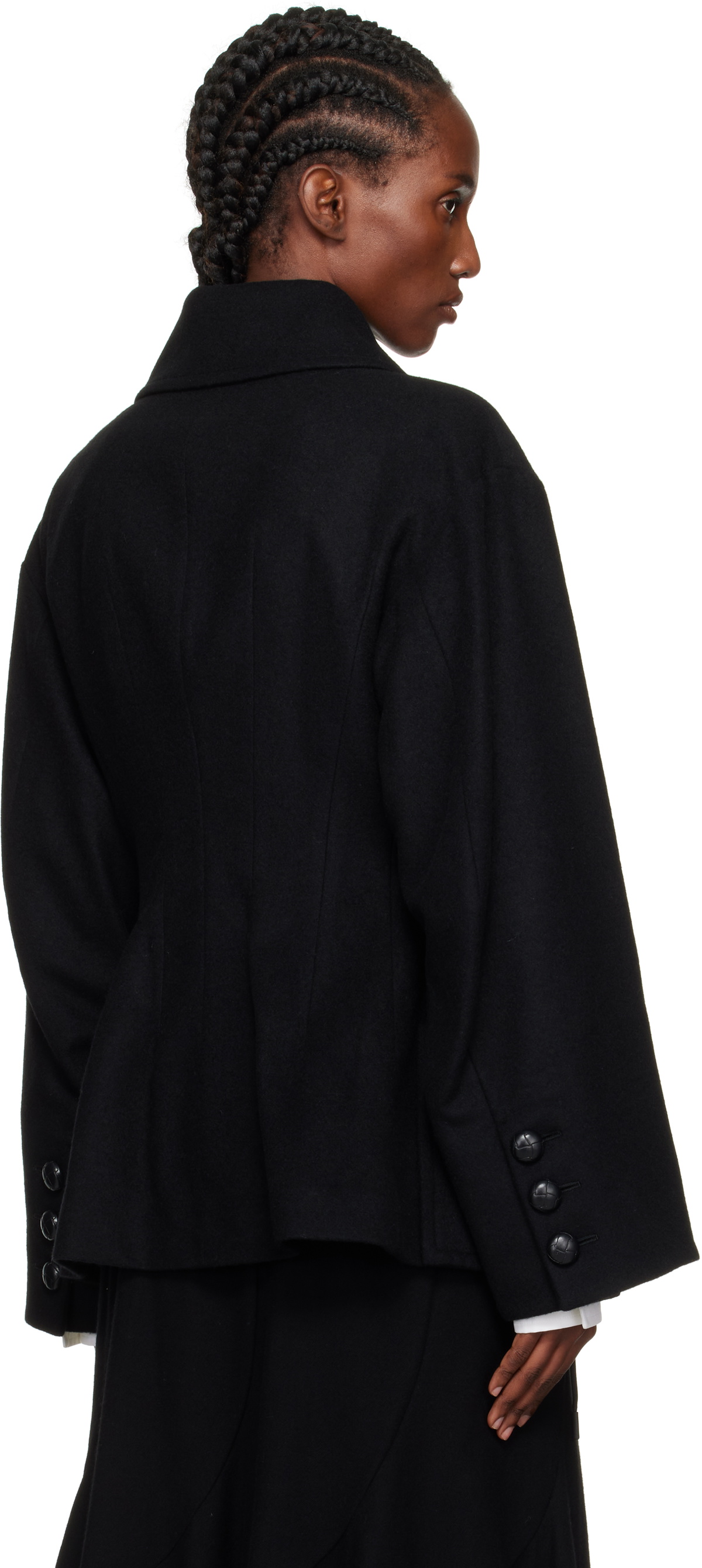YOHJI YAMAMOTO Black Darts Pea Coat
