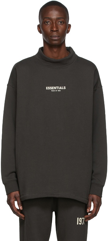 Photo: Essentials Black Relaxed Mock Neck Sweatshirt