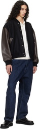 Studio Nicholson Black & Brown Alph Leather Bomber Jacket