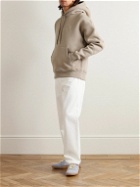 AMI PARIS - Logo-Embossed Cotton-Blend Jersey Hoodie - Neutrals
