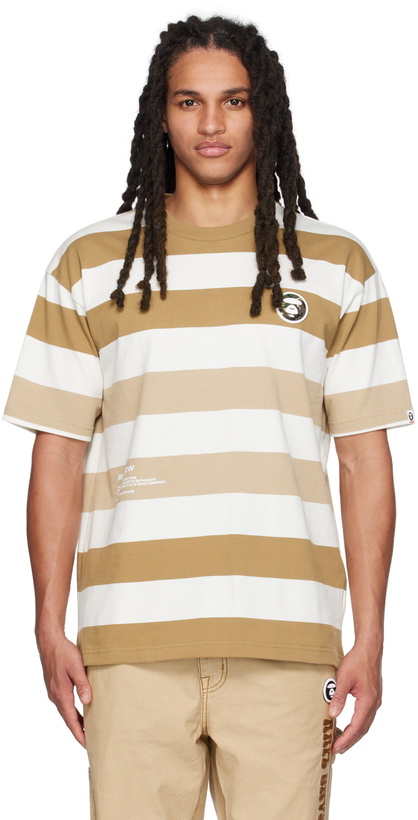 Photo: AAPE by A Bathing Ape Beige Stripe T-Shirt