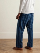 Derek Rose - Kelburn 38 Striped Brushed Cotton-Flannel Pyjama Trousers - Blue
