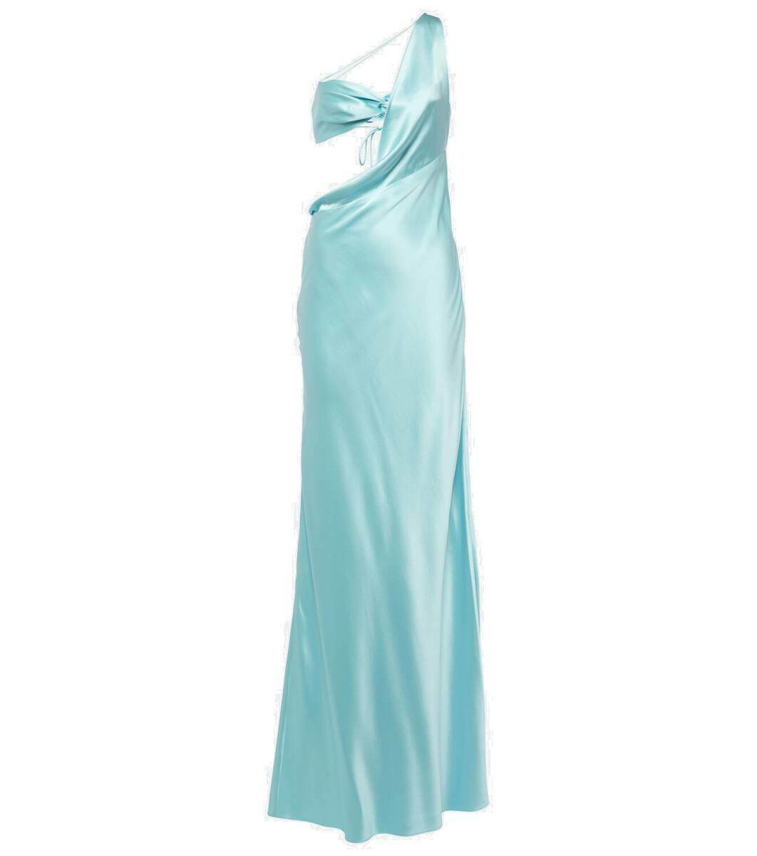 One-shoulder silk velvet gown in brown - The Sei