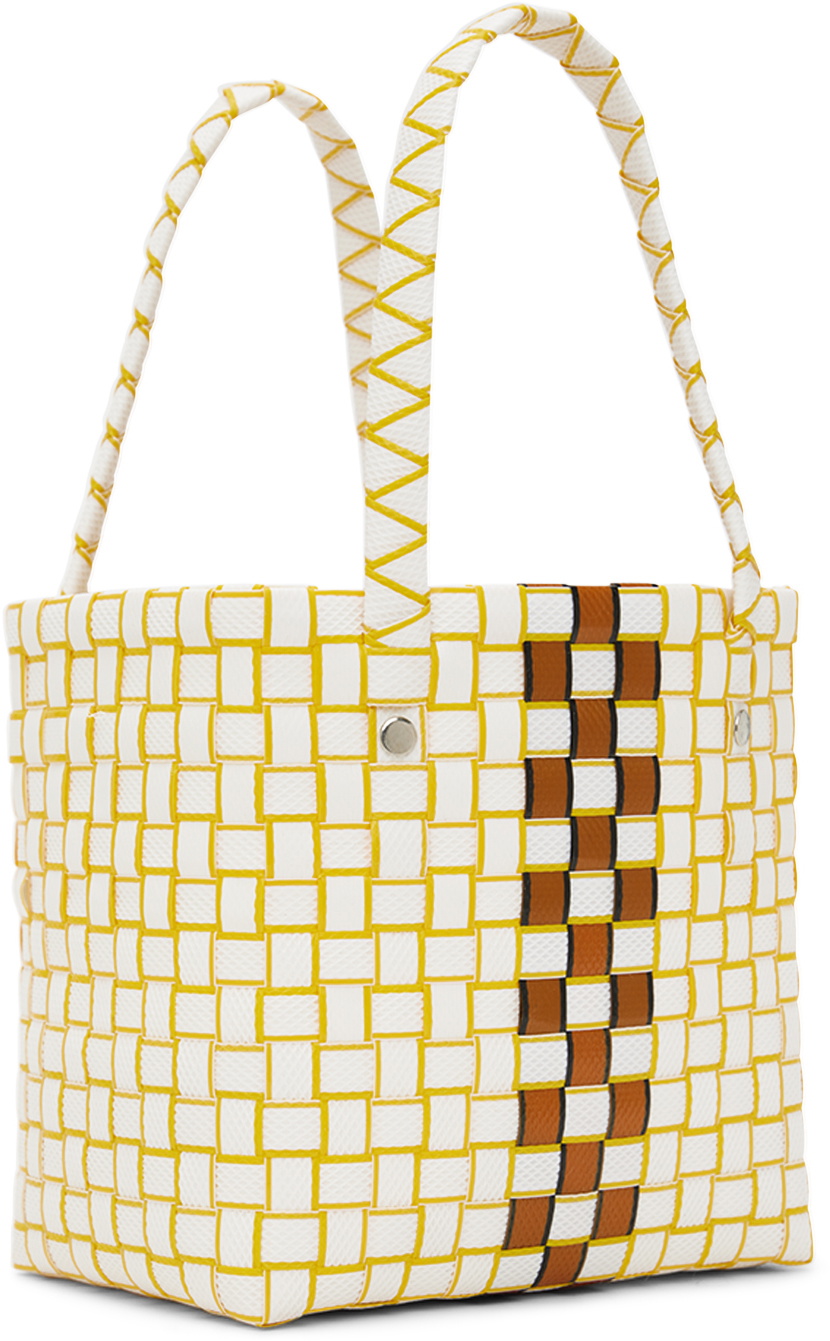 Marni Kids White & Yellow Box Basket Tote Marni