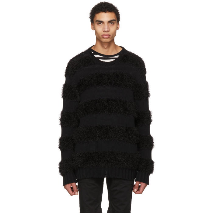 TAKAHIROMIYASHITA TheSoloist. Black Oversized Border Stripe Sweater ...