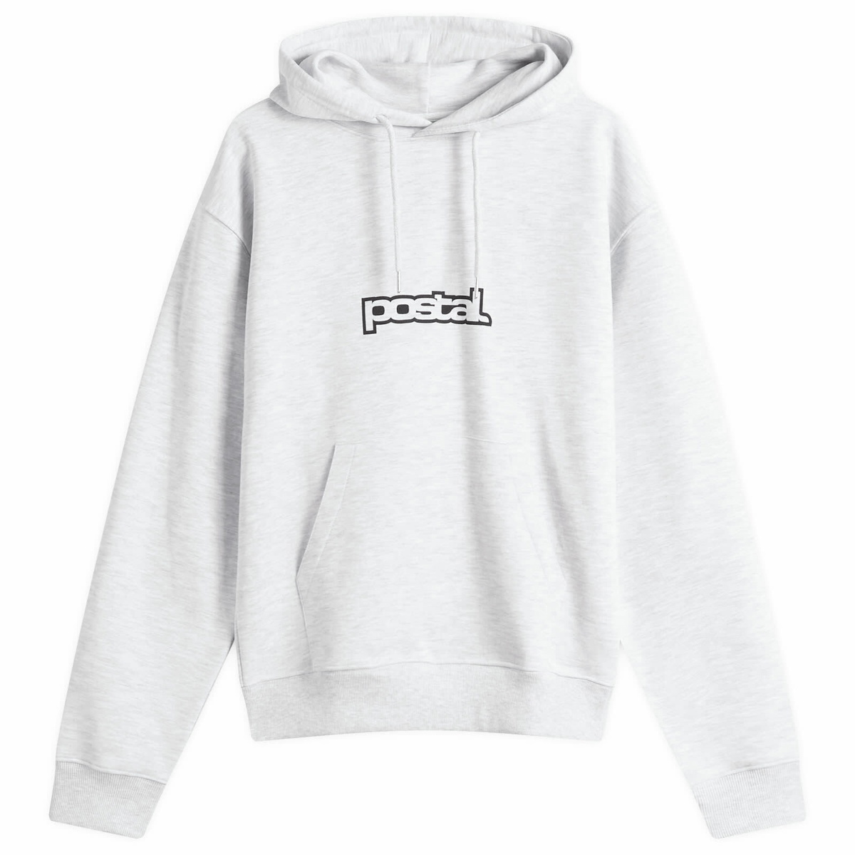 POSTAL Men's Bold Outline Logo Hoodie in Marl Grey