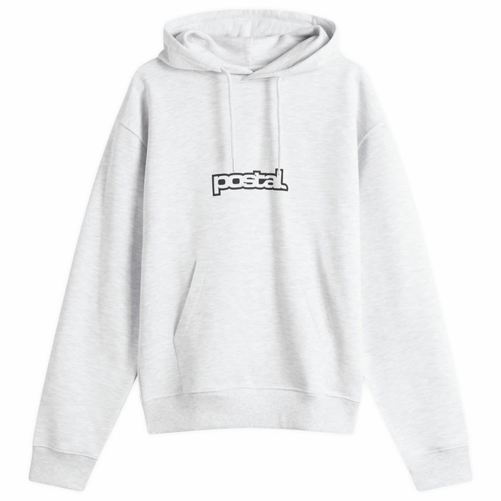 Photo: POSTAL Men's Bold Outline Logo Hoodie in Marl Grey
