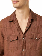 MC2 Saint Barth Man Brown Linen Shirt