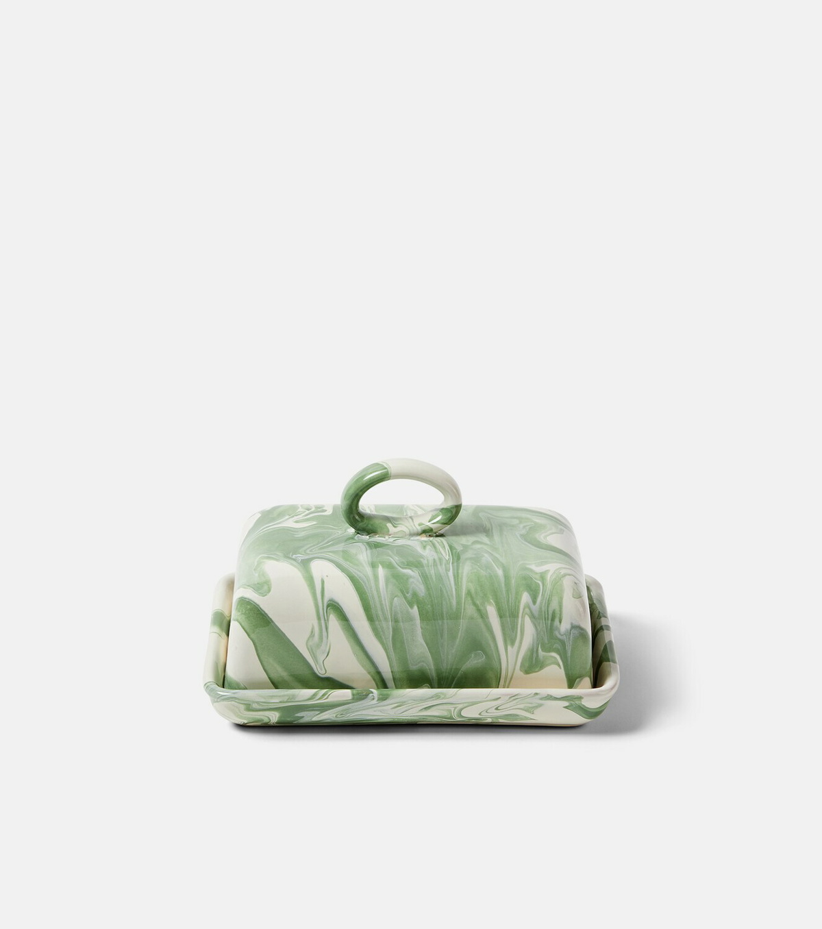 Cabana Marbled ceramic butter dish