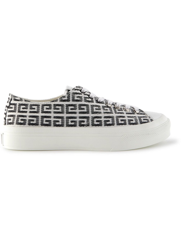 Photo: Givenchy - City Leather-Trimmed Logo-Jacquard Canvas Sneakers - White