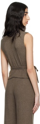 LESET Brown Lauren Sleeveless Wrap Vest