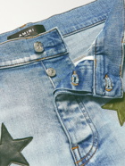 AMIRI - Chemist Skinny-Fit Leather-Appliquéd Distressed Jeans - Blue