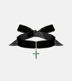 Mateo 14kt gold (585/1000) choker with emeralds and diamonds