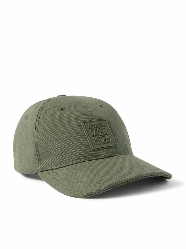 Photo: LOEWE - Logo-Appliquéd Cotton-Canvas Baseball Cap - Green