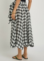 Lisa Marie Fernandez Checked Belted Linen-blend Midi Skirt Beige