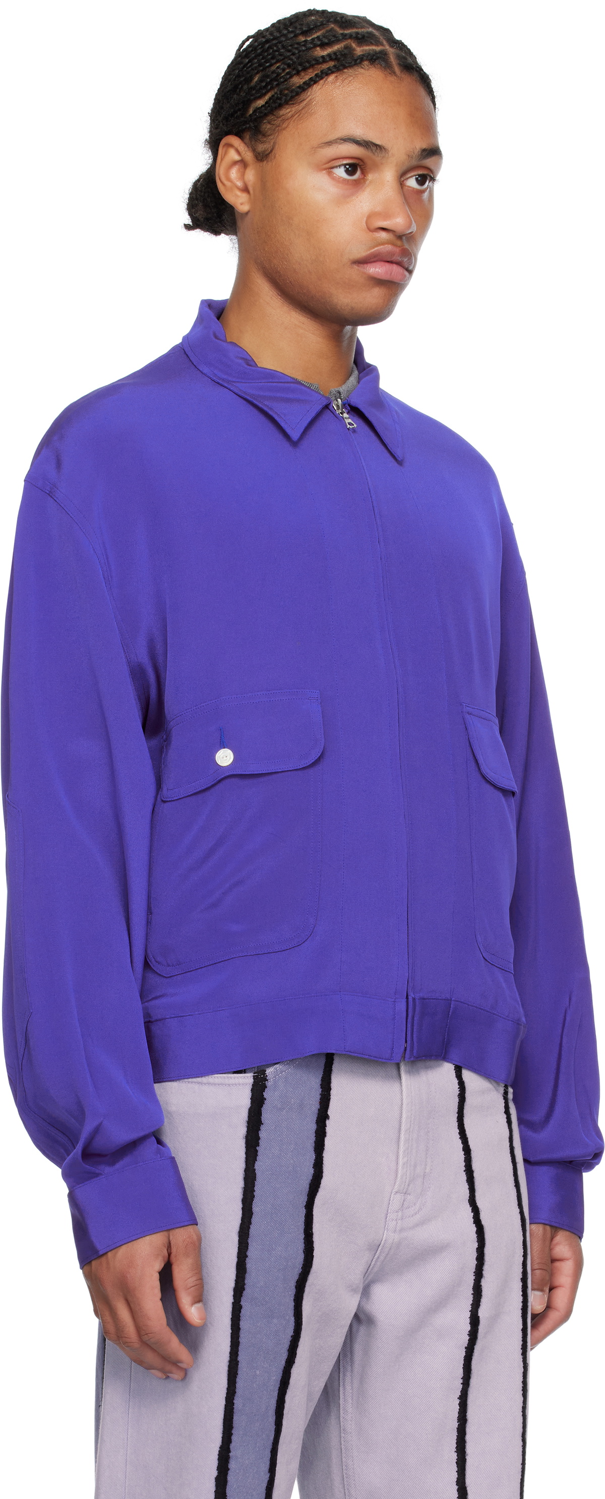 Glass Cypress Blue Silk Jacket