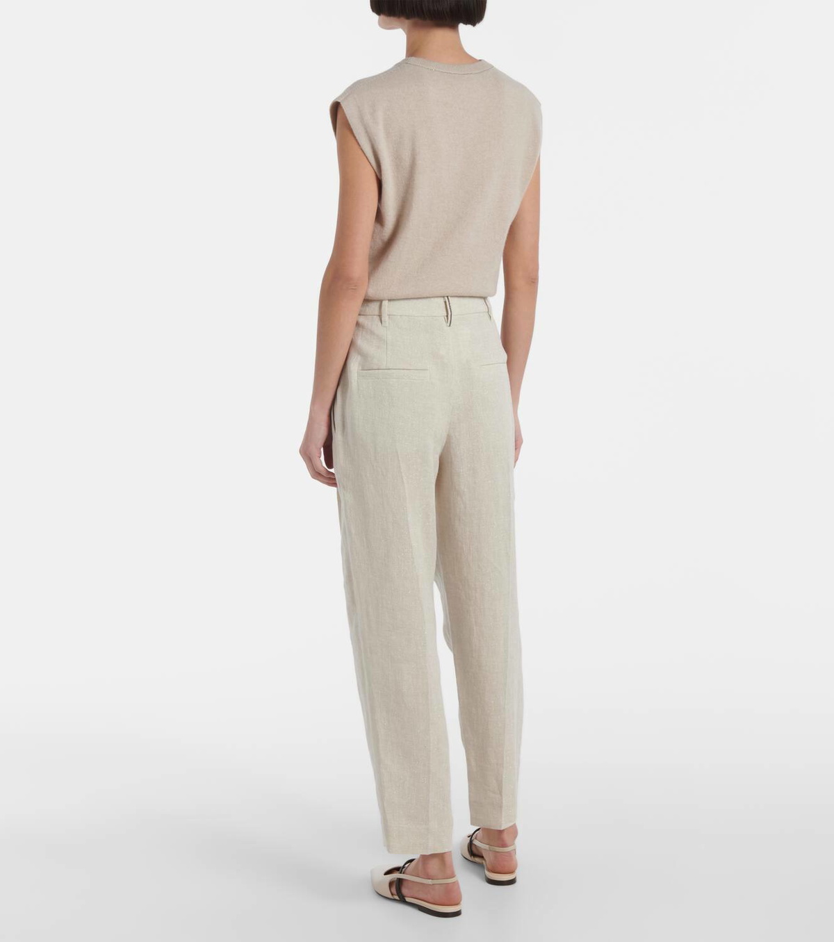 Brunello Cucinelli White Linen Casual Pants