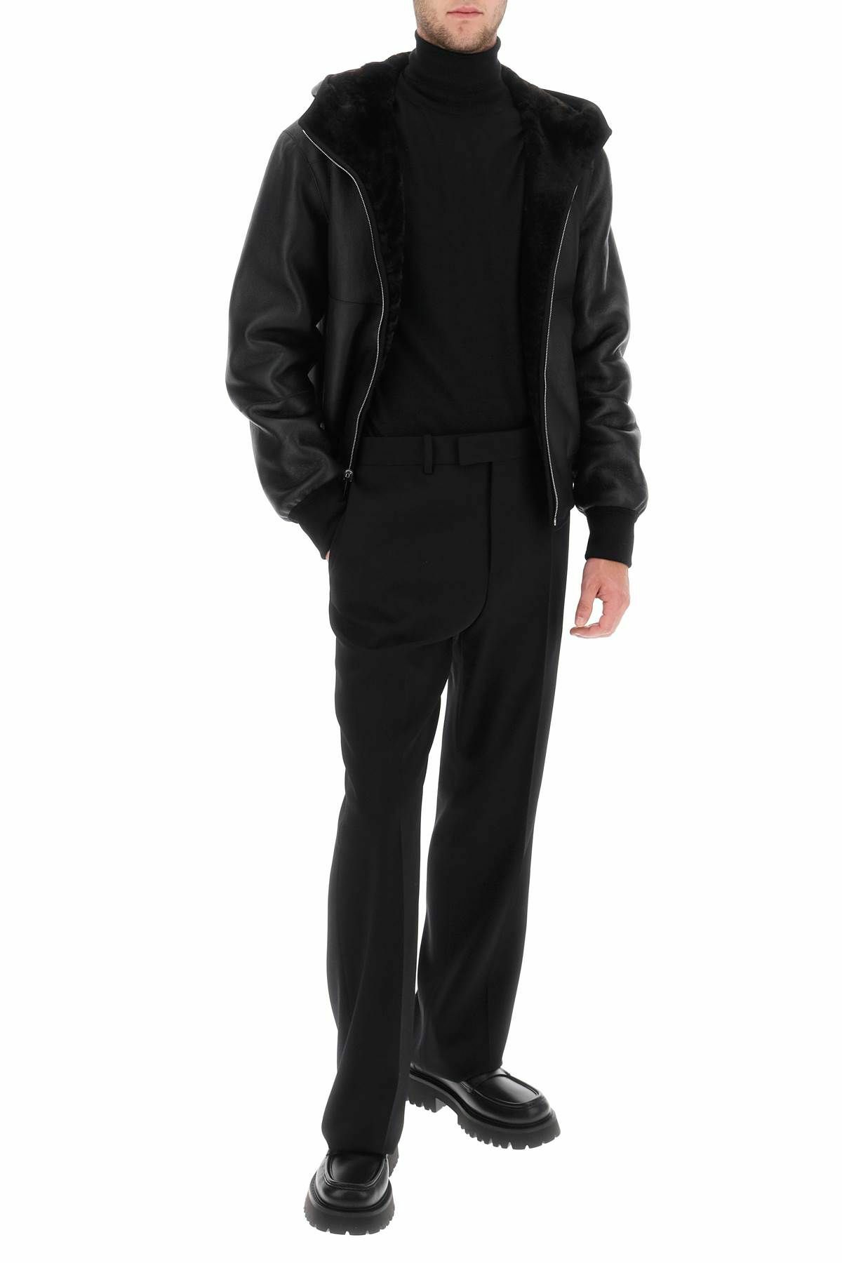 FERRAGAMO reversible shearling hooded blouson Brown Salvatore