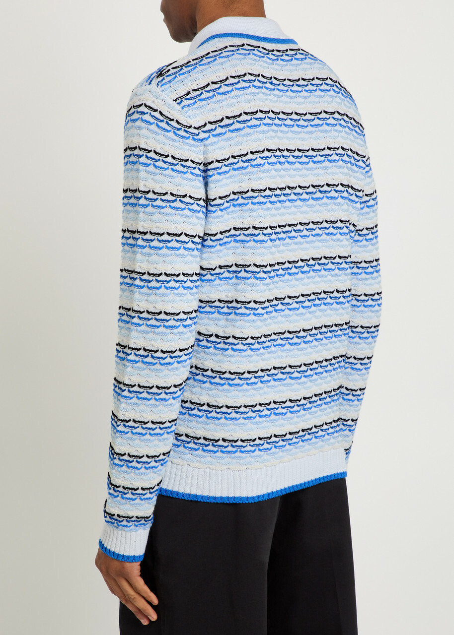 Casablanca Logo-appliquéd Patterned Cotton-knit Polo Jumper Multicoloured 1