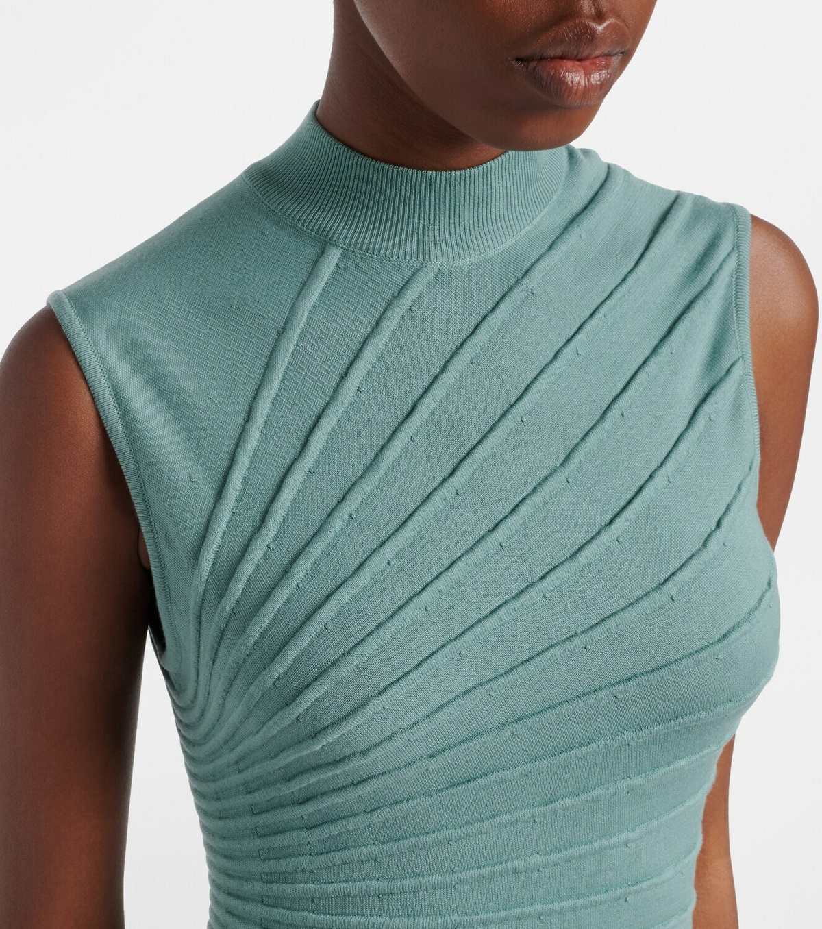 Alaïa Ray asymmetric virgin wool midi dress