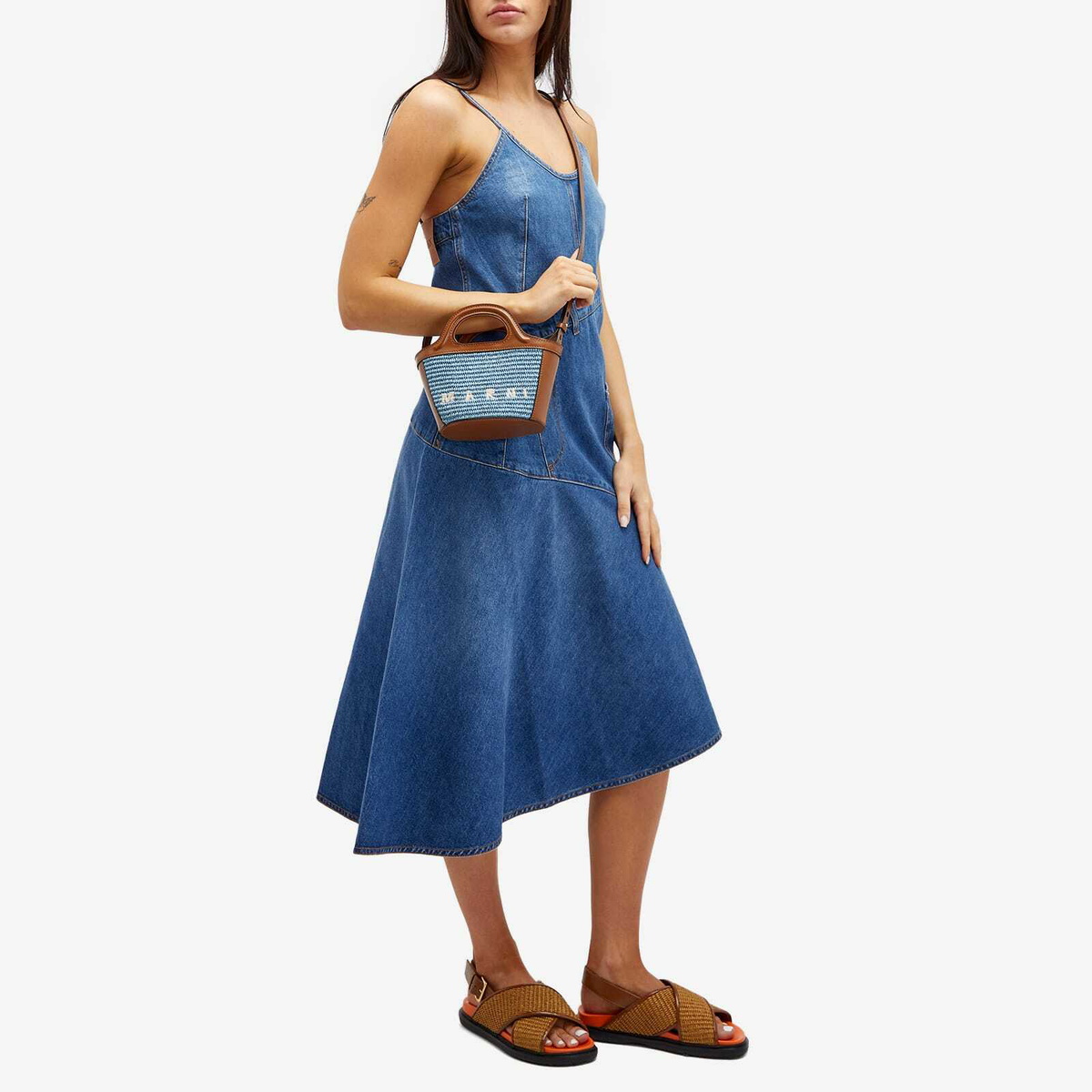 【まーちゃん】MARNI　TROPICALIA MICRO Tropicalia Micro Bag in ivory leather and raffia-effect