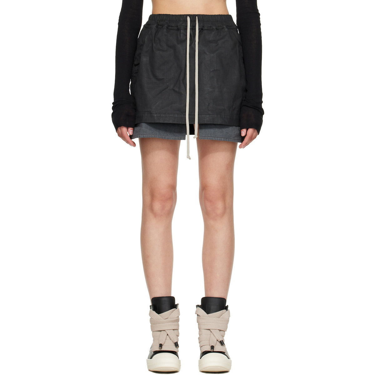 Rick Owens DRKSHDW Black Tower Fog Denim Miniskirt