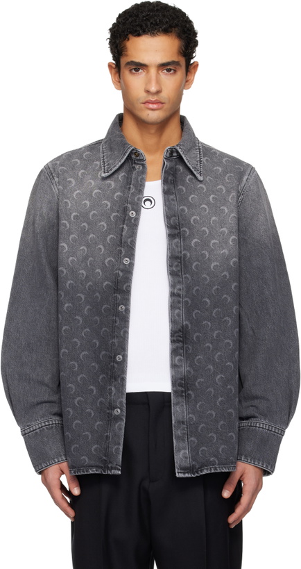 Photo: Marine Serre Gray Moon Laser LS Denim Shirt