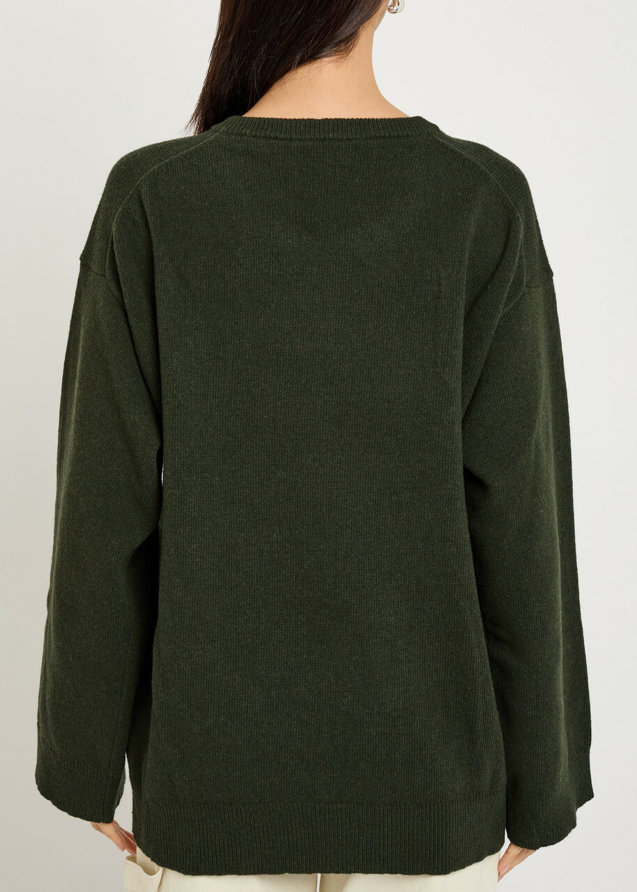 Ganni Intarsia Wool-blend Jumper Green