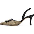 Manolo Blahnik Beige & Black Mayslibi Heels