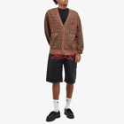 ICECREAM Men's Text Print Knit Cardigan in Brown