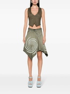Masha Popova Green Asymmetric Denim Skirt