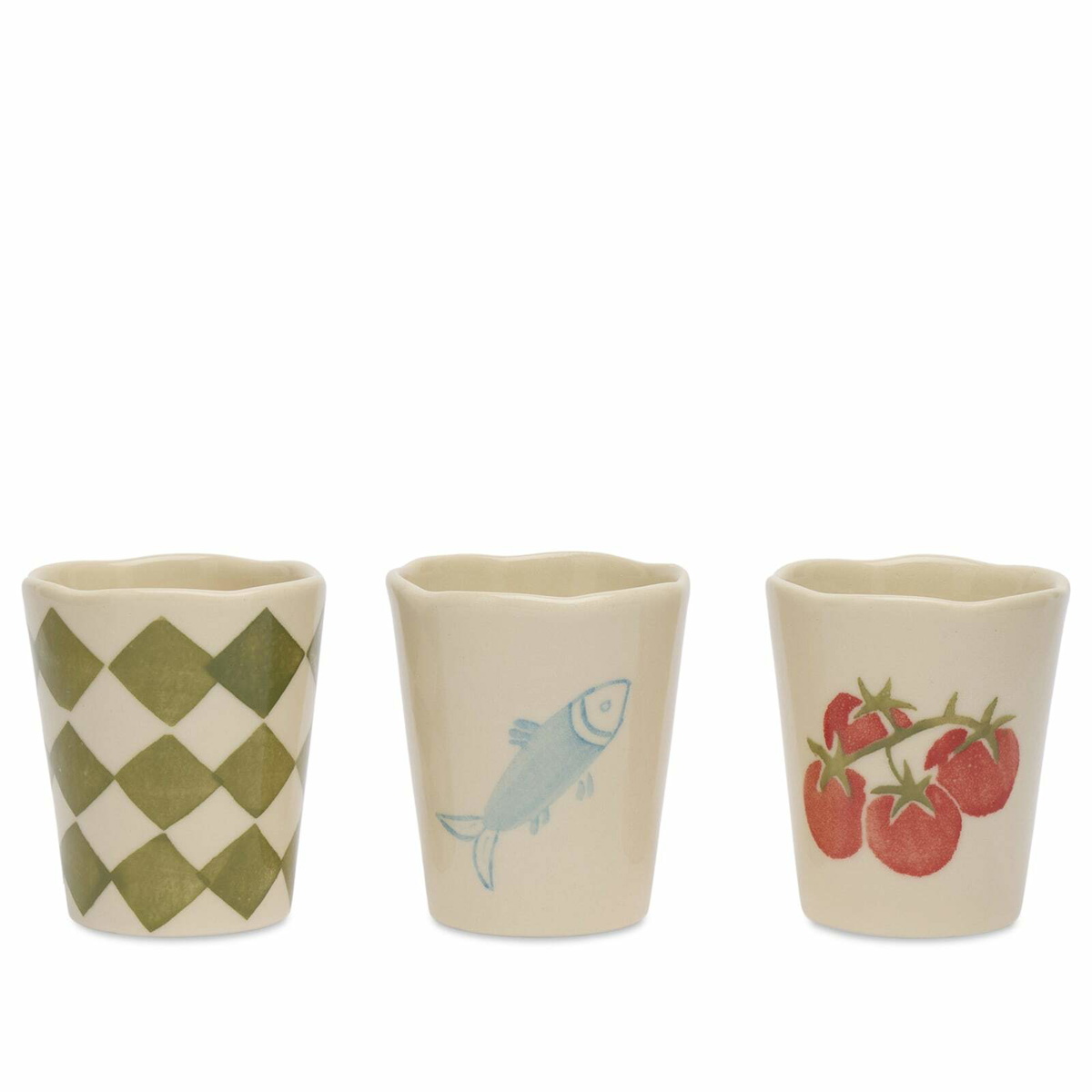 Damson Madder Women's Set Of 3- Nonna House Beaker Set in Yellow/Green 