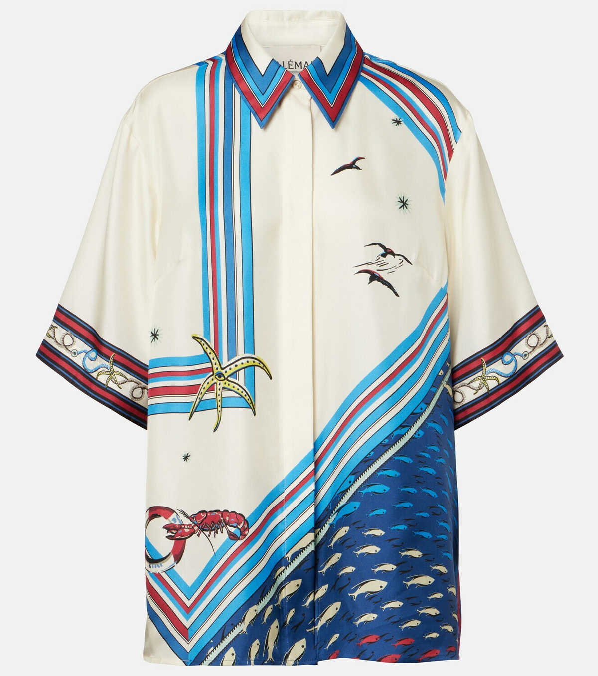 Alémais Printed silk satin shirt