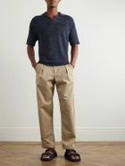 Inis Meáin - Knitted Linen Polo Shirt - Blue
