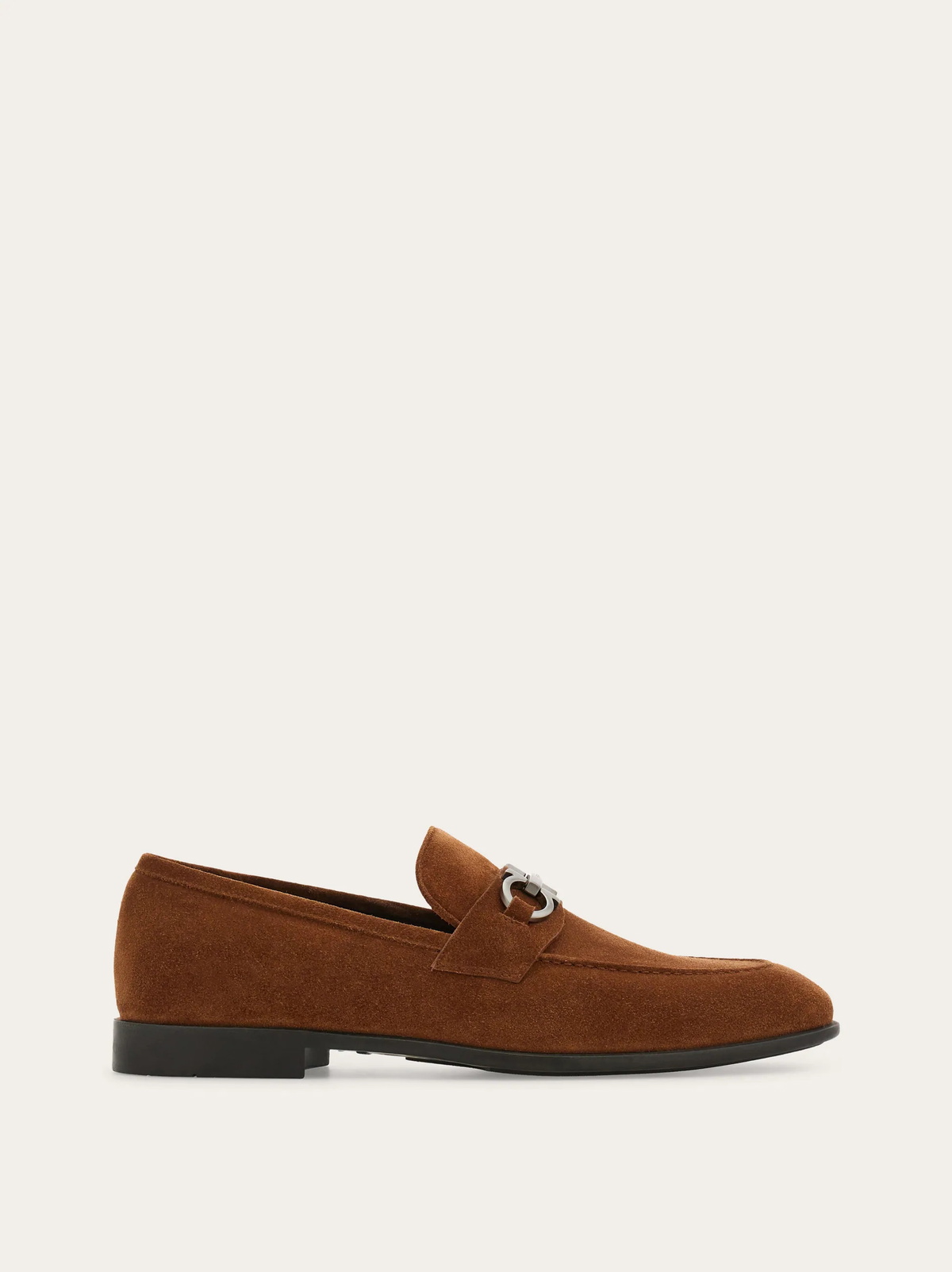 Ferragamo Mens Moccasin with Gancini ornament in Brown