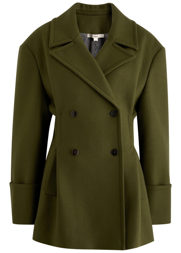 Photo: Remain BY Birger Christensen Double-breasted Wool-blend Peacoat Olive