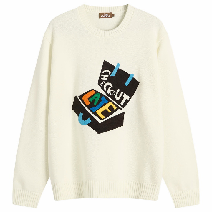 Photo: Late Checkout Men's Suitcase Jumper in White