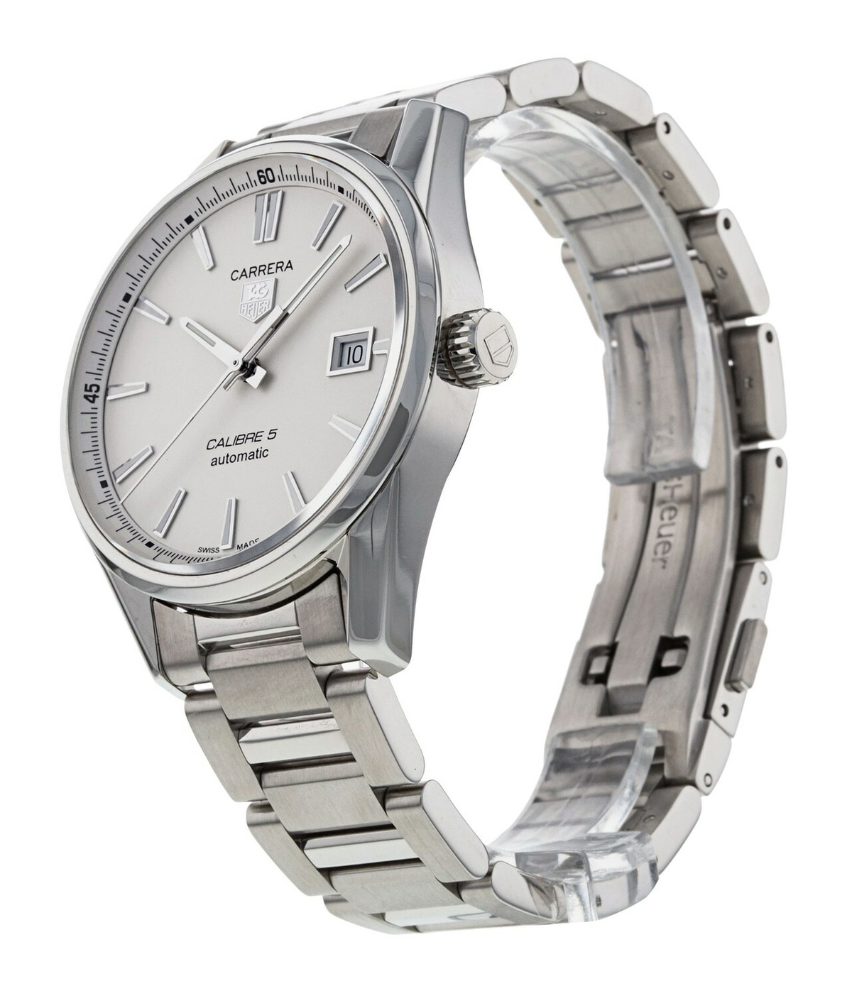 TAG Heuer Carrera WAR211B.BA0782 - Orologio Automatico Uomo Acciaio 39mm Quadrante Bianco
