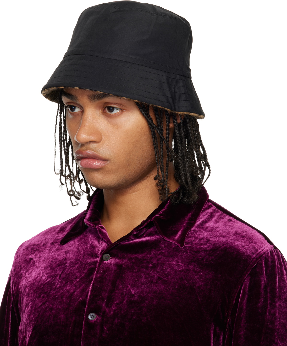 Lanvin Brown Leopard Print Reversible Bucket Hat