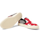 AMIRI - Leather-Trimmed Panelled Calf Hair and Canvas Slip-On Sneakers - Red