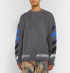 Off-White - Logo-Print Mohair-Blend Sweater - Gray