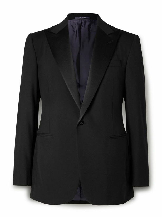 Photo: Ralph Lauren Purple label - Gregory Slim-Fit Satin-Trimmed Wool Tuxedo Jacket - Black