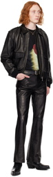 Ernest W. Baker Black Croc-Embossed Leather Jacket