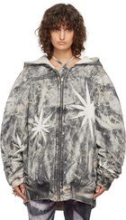 Masha Popova SSENSE Exclusive White & Black Oversized Hooded Denim Bomber Jacket