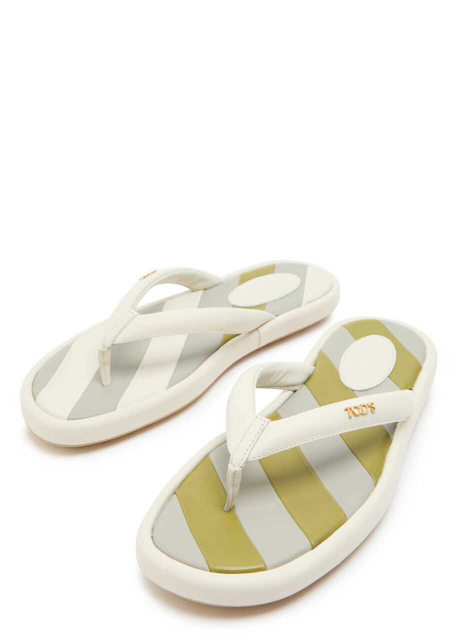 Tods Sand Padded Leather Sandals White
