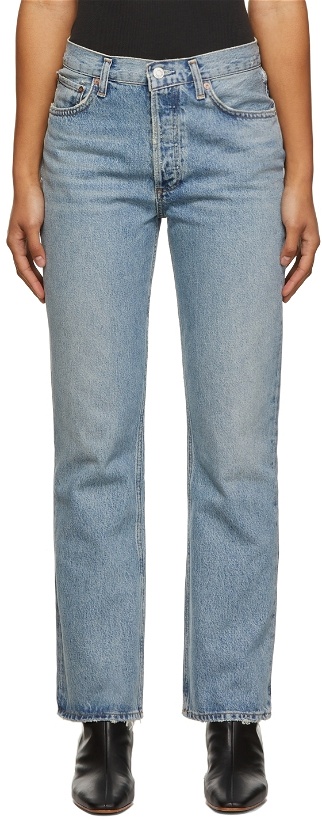 Photo: AGOLDE Blue Mid-Rise Relaxed Boot Jeans