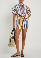 Cala DE LA Cruz Bahamas Striped Linen Shorts Stripe