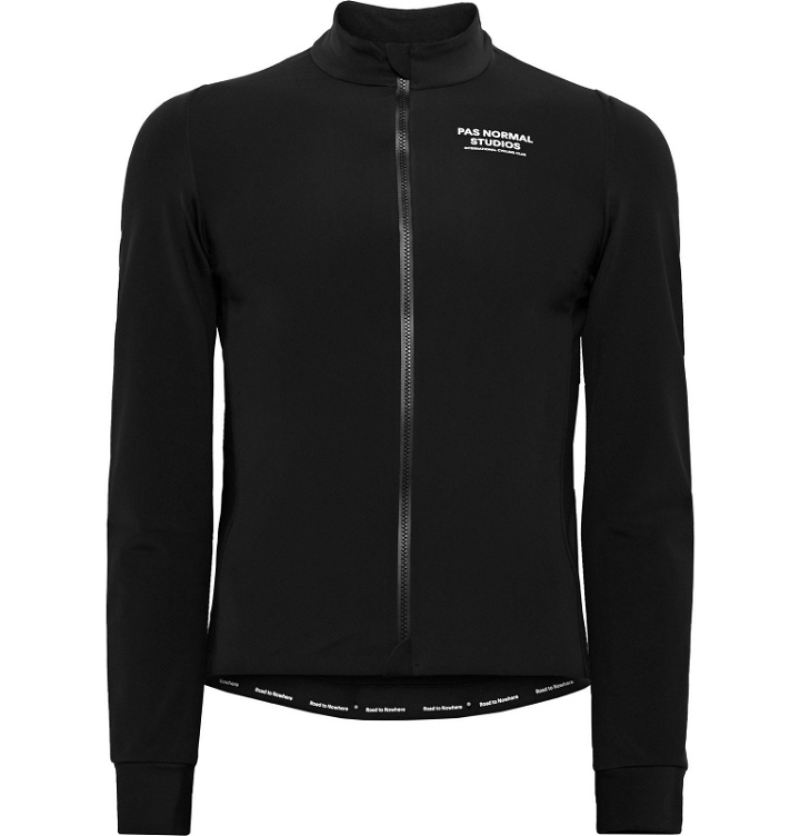 Photo: Pas Normal Studios - Logo-Print Fleece-Back Cycling Jersey - Black